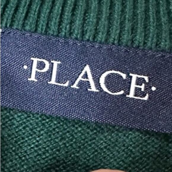 NEW THE CHILDREN’S PLACE V- neck Argyle Sweater Green Navy blue Gray CHRISTMAS - Picture 3 of 6